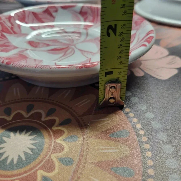 Vintage Shenango Pinky Red Floral Set of 3 Desert Plates - Picture 8 of 10